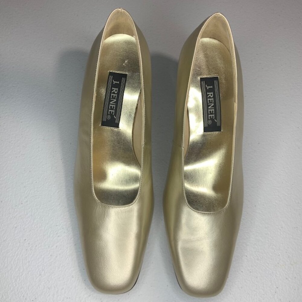 NWOT J Renee Metallic Gold Wedding Bridal Gala Classic‎ Formal Pumps - Size 7.5